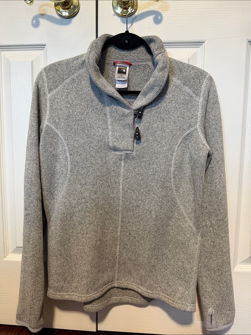 The North Face Gray Zip-Style Shawl Collar Fleece